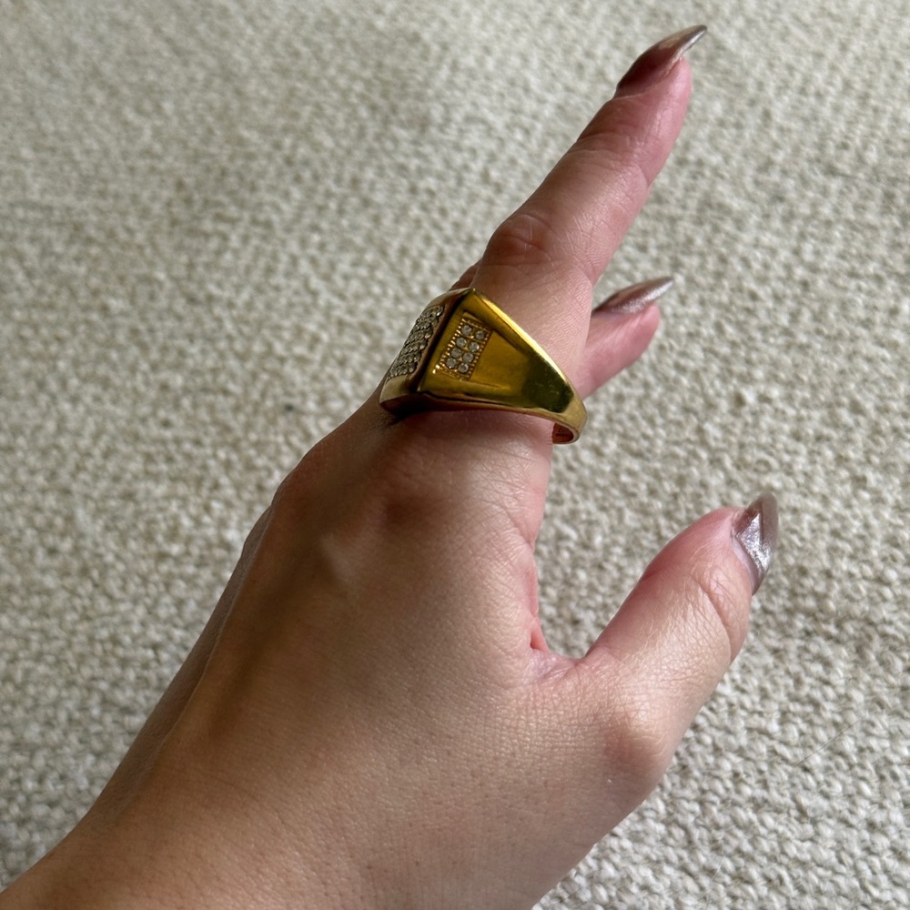 Gold-Tone Rhinestone Statement Ring - Picture 4 of 6
